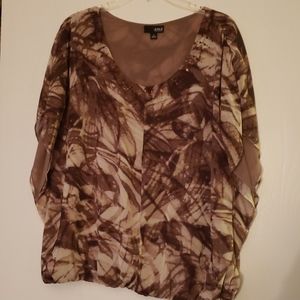 ANA XL brown and cream swirl blouse